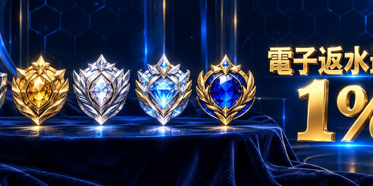 五枚由銀到藍的 VIP 徽章,旁邊寫電子返水最高 1%